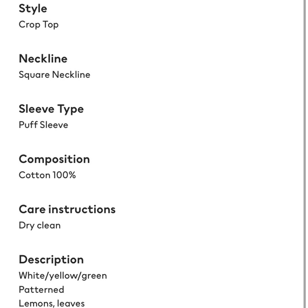 🛍 H&M Puff-sleeved Lemon-print Cotton Crop-top - Picture 7 of 7